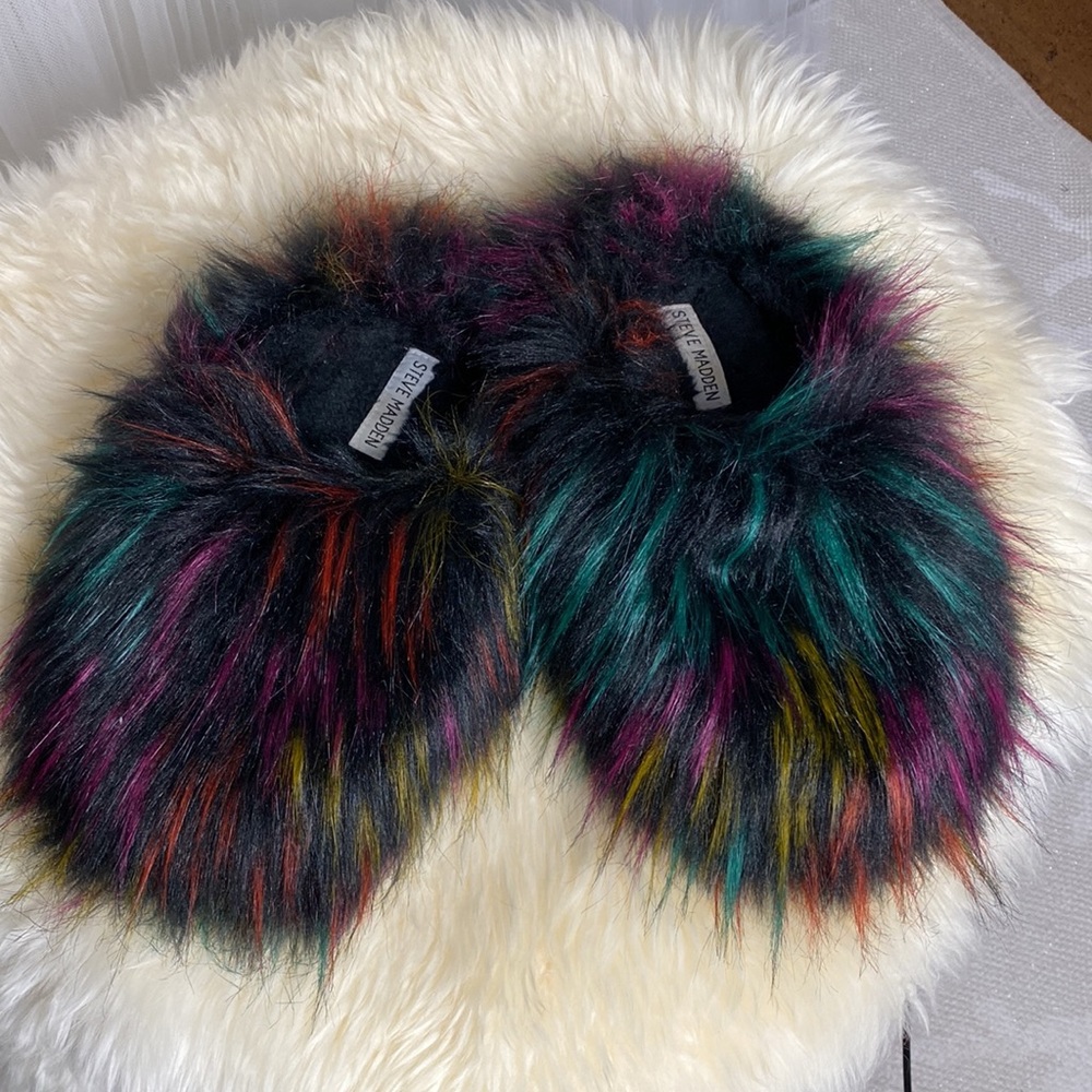 Steve Madden Multicolor Furry Slippers